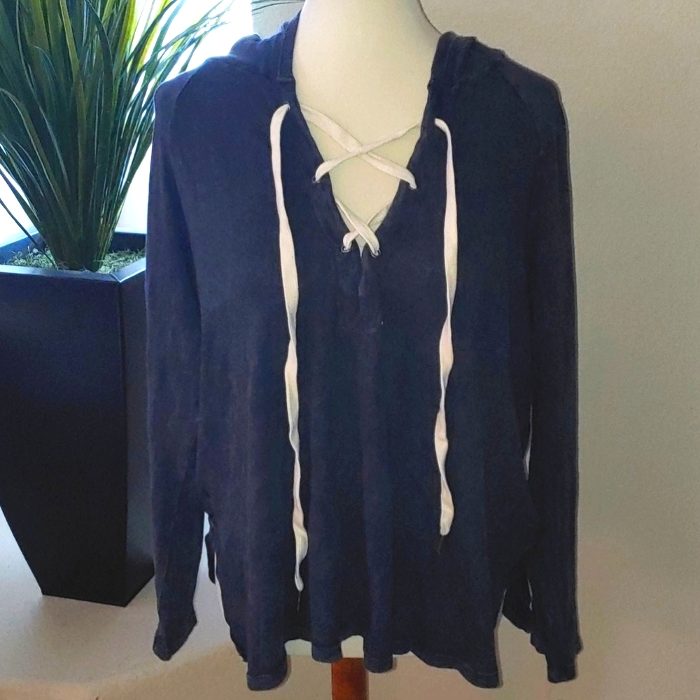 NWT Project Social T Charcoal Bali Lace Up Sweater - Picture 2 of 12